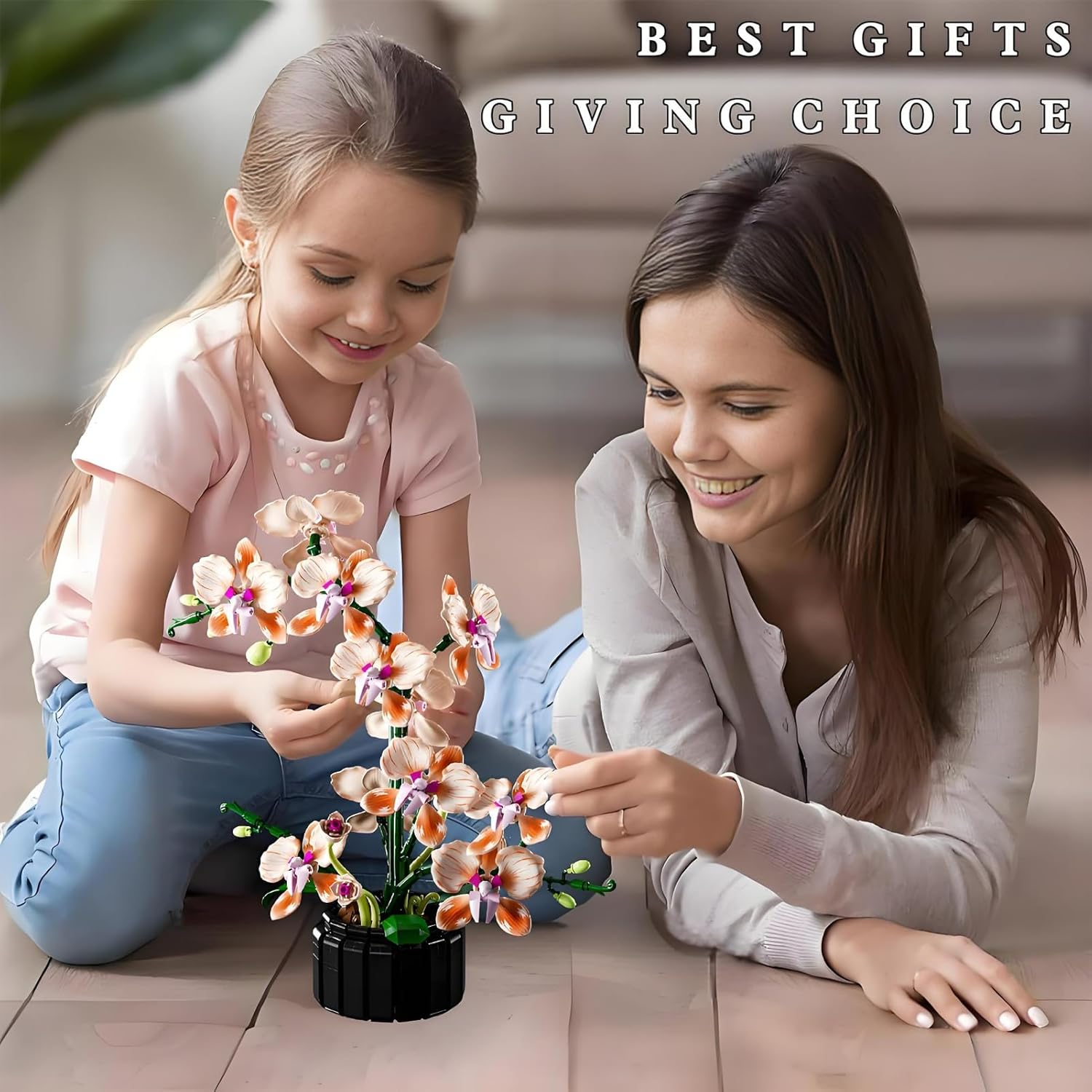 Pink Orchid Flower Building Blocks, DIY Artificial Botanical Collection for Adult, Creative Bouquet for Home Office Decor, Ideal Gifts for Woman Girls Age 8+(866PCS) image number 6