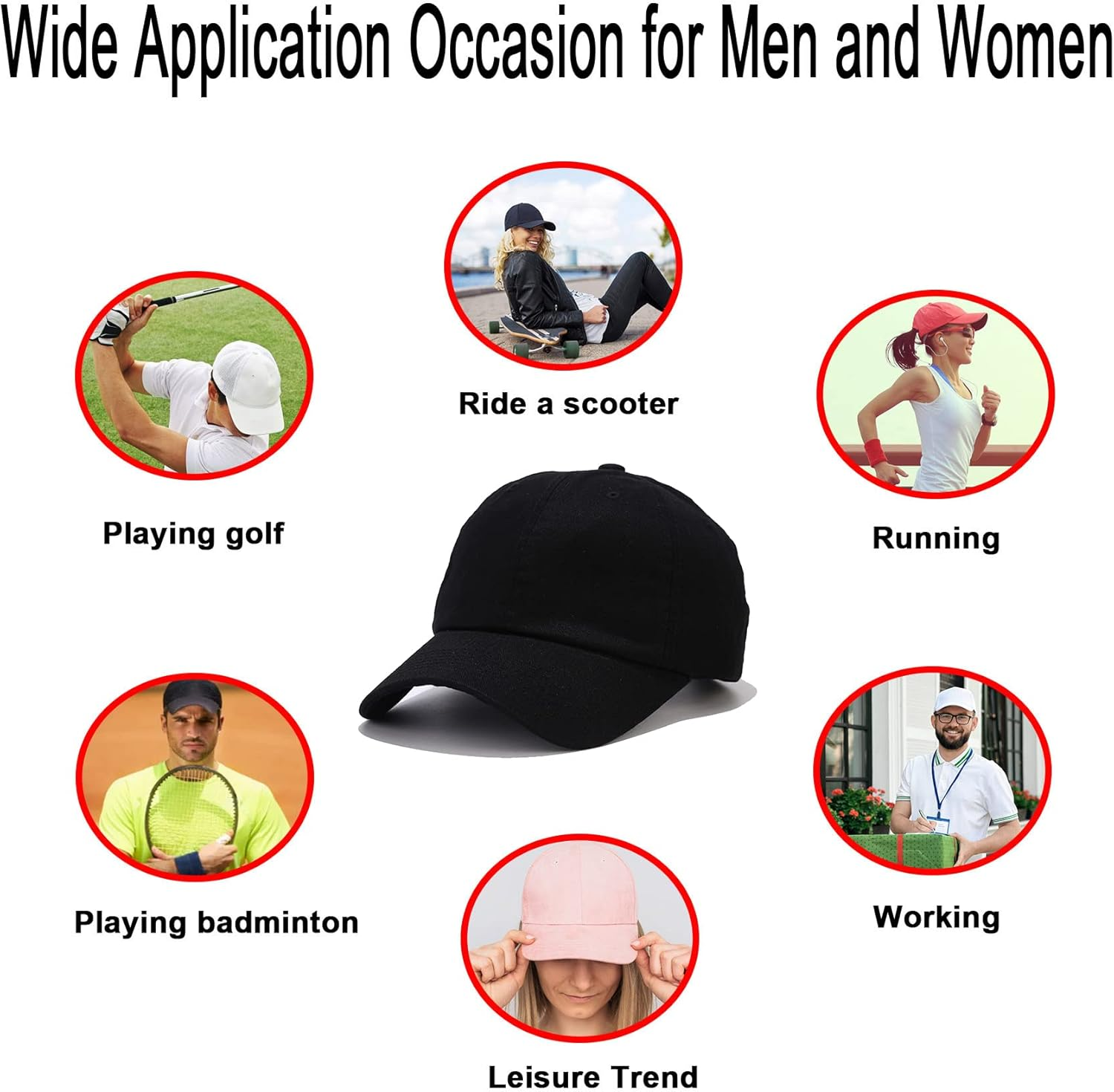 NPQQUAN Original Classic Low Profile Baseball Cap Golf Dad Hat Adjustable Cotton Hats Men Women Unconstructed Plain Cap - 2 Packs Black, 2 image number 2