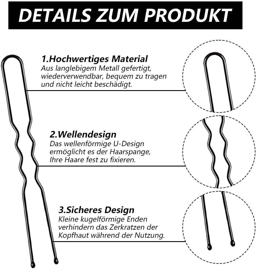 Funalix Pack of 150 U-Shaped Hair Clips, Hair Styling Bobby Pins, Ballet Hair Pins, Bun Hair Clips, Styling Hair Clips for Women and Girls (Black) image number 3