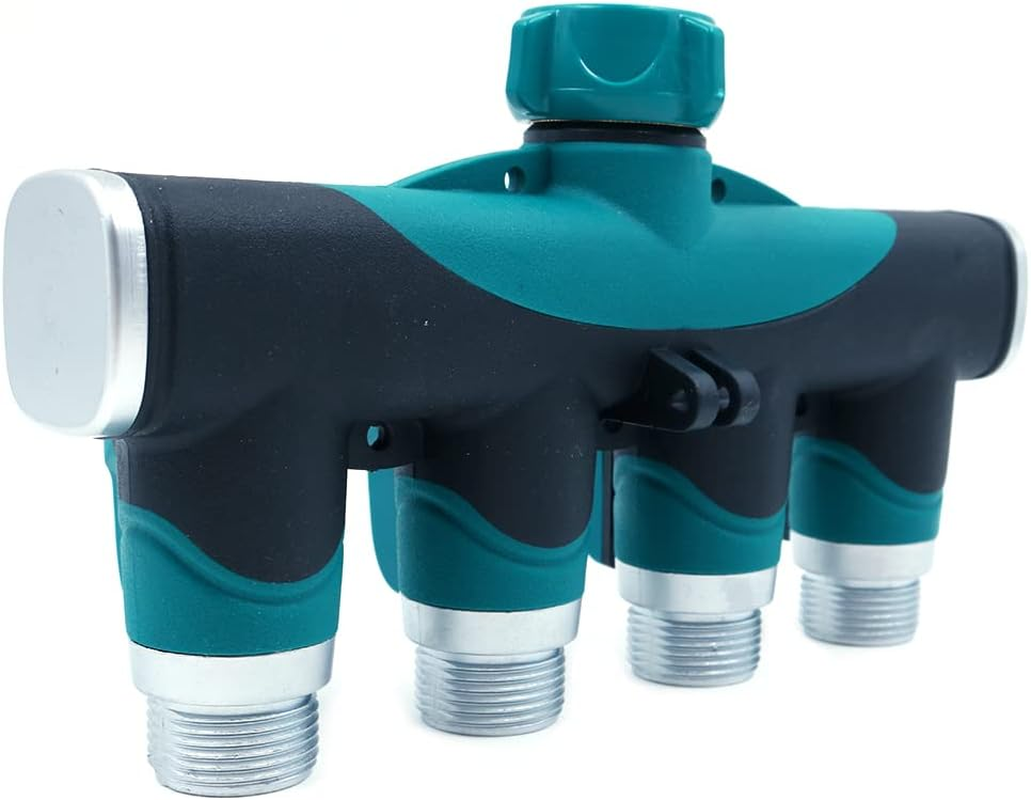 4 Way Hose Splitter: Metal & ABS Plastic with Rubber Grip, 4 Independent Switches, 1/4' Quick Connectors image number 2