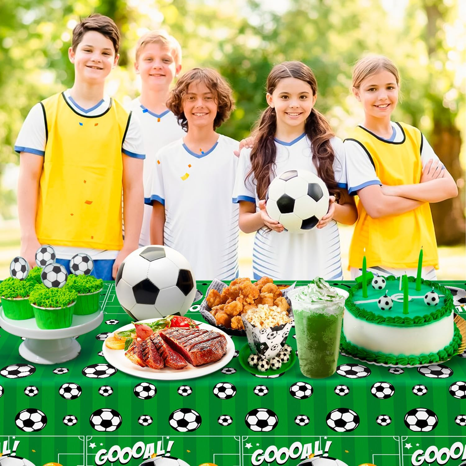 Soccer Tablecloth, 3 Pcs Soccer Party Tablecloth Set - Soccerball Party Tablecloth, Soccerball Table Covers Theme Table Cloth, for Party Birthday Decorations image number 5