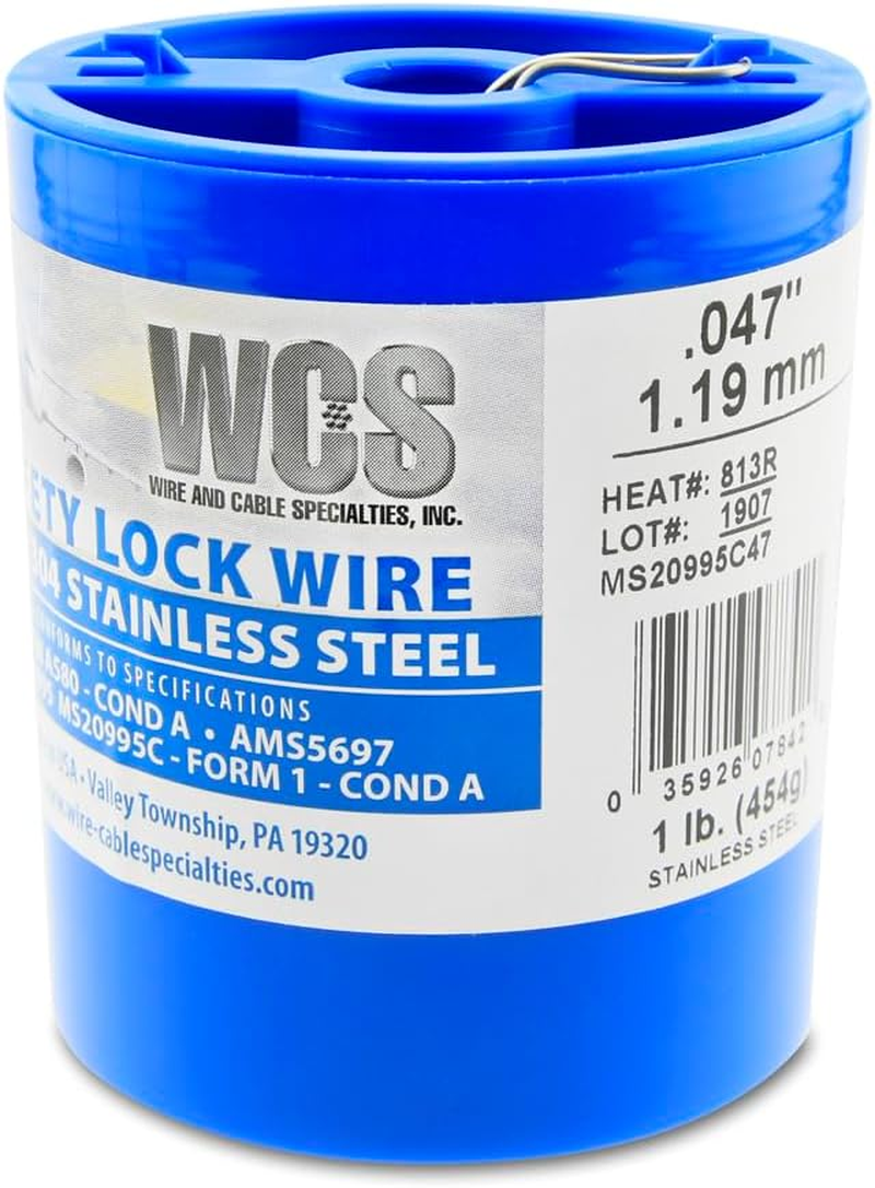 Lock Wire, T302/304 Stainless, NASM20995, MS20995C, ASTM A580 Cond A, AMS5697.032 in (0.81 Mm), 1 Lb (0.45 Kg) Dispenser Can, Approx. 362 Ft (110 M) image number 4