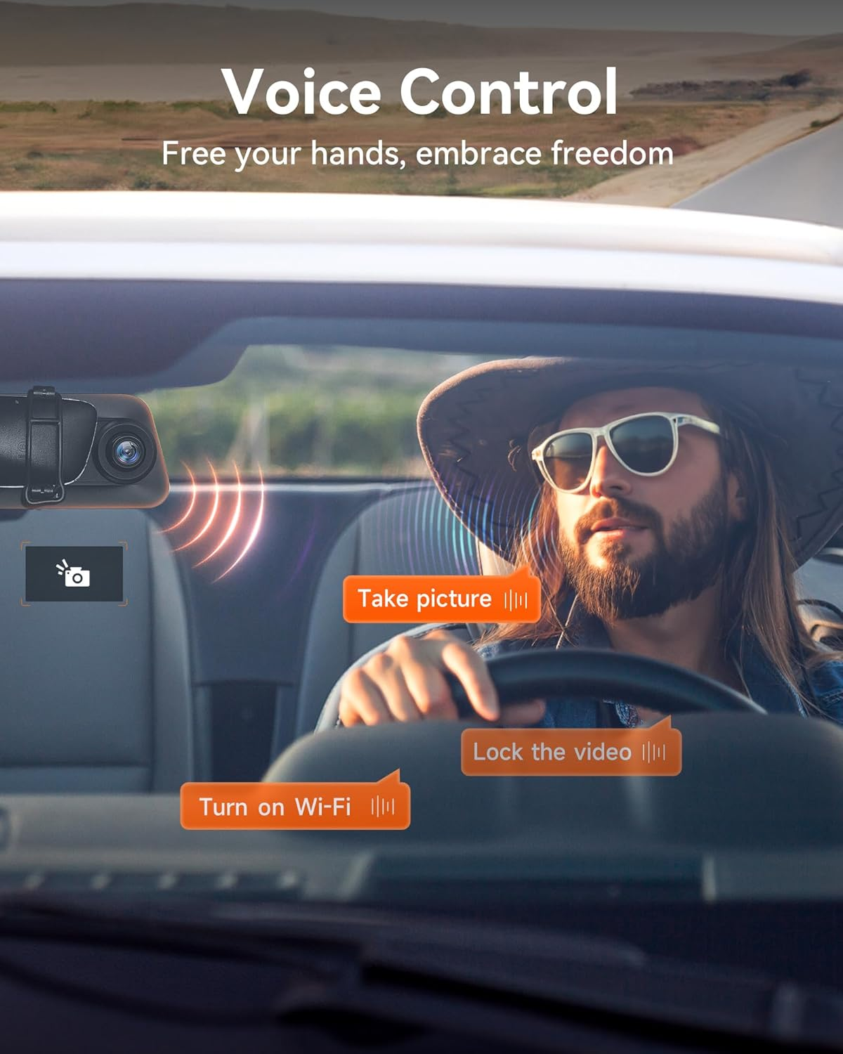 WOLFBOX G850 12" 4K Mirror Dash Cam Front and Rear with 5.8Ghz Wifi and Voice Control, Smart Mirror Dash Camera with 1080P Rear Camera, Dash Cam with WDR, Includes 64GB Card & GPS image number 2