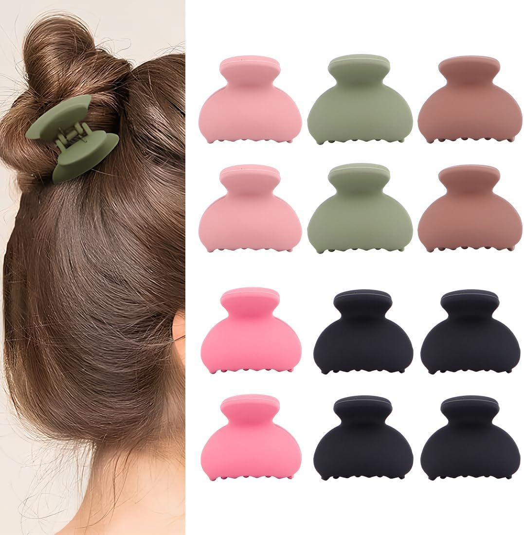 KIRZAX Pack of 12 Women'S Small Hair Clips, 4 Cm Hair Clip, Mini Accessories, Strong Stylish Banana Clip, Spider Hair Clips for Women, Girls, Children