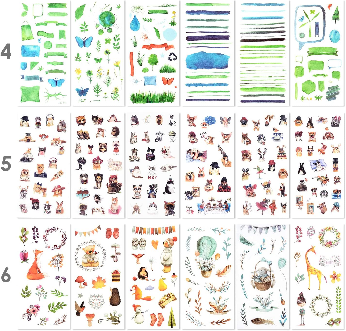 72 Sheets Scrapbooking Stickers Washi Paper Stickers Decoration Sticker Planner Stickers 12 Themes Assorted for Diary, Album, Journals, DIY Arts and Crafts (Innocence) image number 2