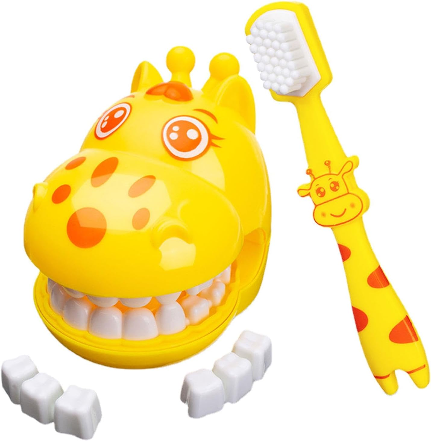 Teeth Brushing Toys Toddler - Learning Preschool Toys, Cleaning Teeth Toy| Children'S Teeth Brush Tools, Giraffe Brush Teeth Toy, Giraffe Teeth Toy Set,Giraffe Teeth Brushing Toys,Simulation Dentist image number 1