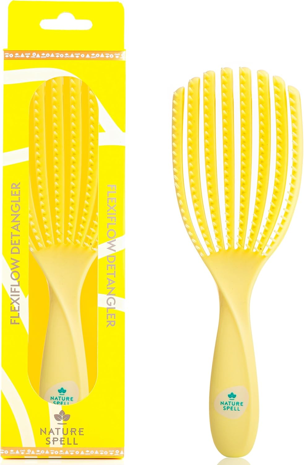 Nature Spell Flexiflow Detangling Hair Brush | Detangles All Hair Types | for Wet & Dry Hair | Flexible Strands for Pain Free Brushing & Cleaning | Eliminates Knots & Reduces Breakage | (Purple)