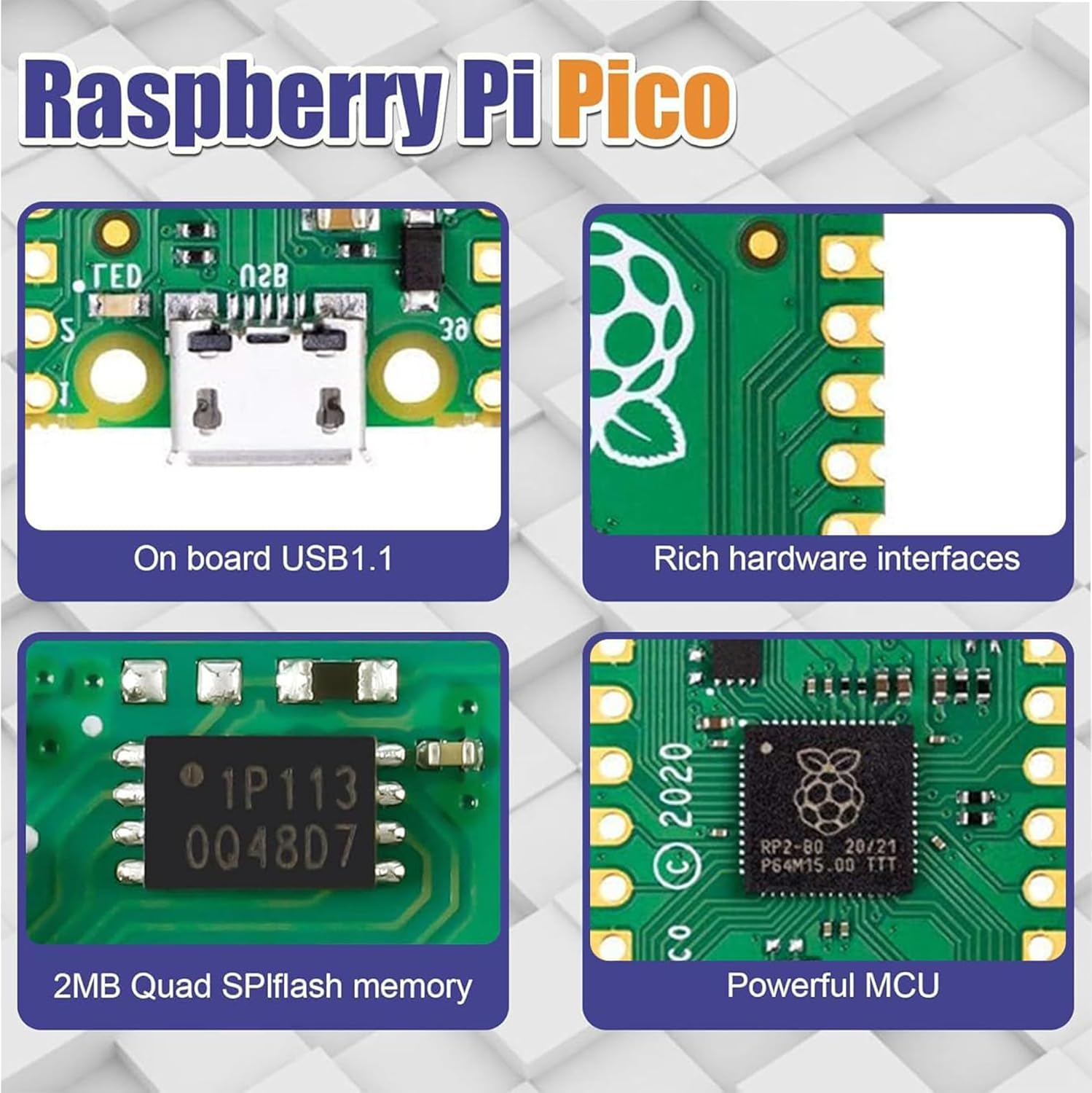 A-DIGISHUO Raspberry Pi Pico and Pico W Microcontroller Board | RP2040 Chip | Dual Core ARM Cortex M0+Processor with Interface, Flexible Digital Interface image number 2