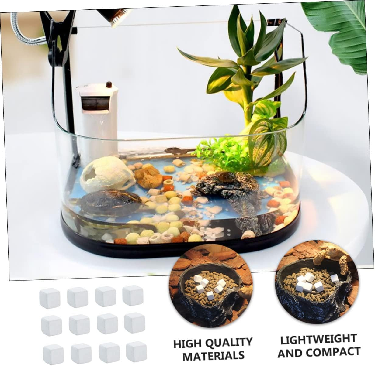 COLLBATH 12Pcs Turtle Tank Calcium Stone Natural for Aquarium Water Conditioning Safe for Reptiles Tortoises and Aquatic Pets