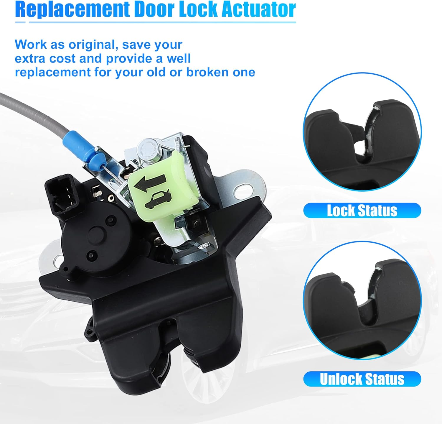 X AUTOHAUX Trunk Latch Lock Actuator 81230-C1010 for Hyundai Sonata 2015-2017 with Cable Rod Remote Trunk Tailgate Door Latch Lock Actuator Motor Rear Trunk Lid Lock Latch Actuator