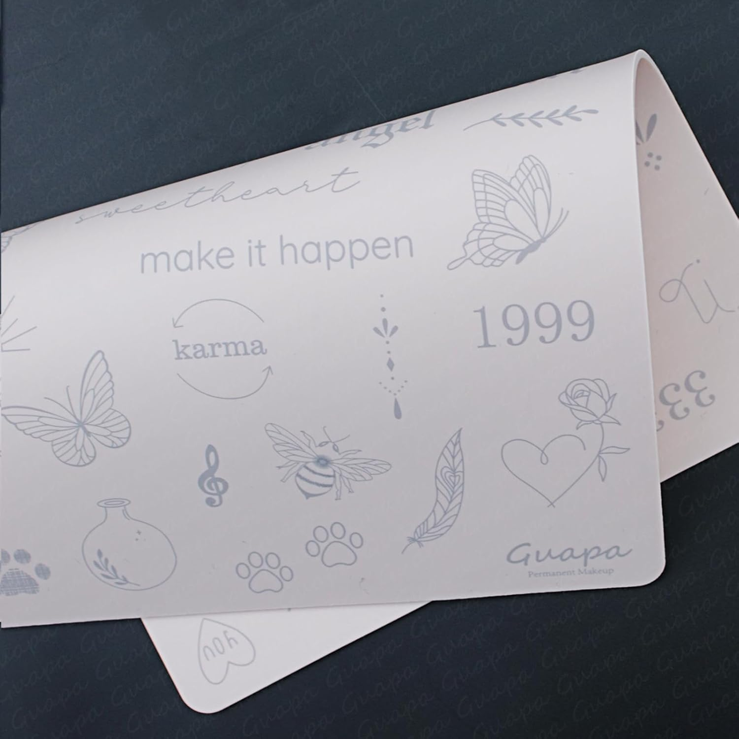 Guapa 3Pcs Tiny Tattoo Practice Skin over 80 Unique Stencil Designs Realistic Replication Tattoo Stencil Designs for Real Tattoos (Pink Sheet) image number 3