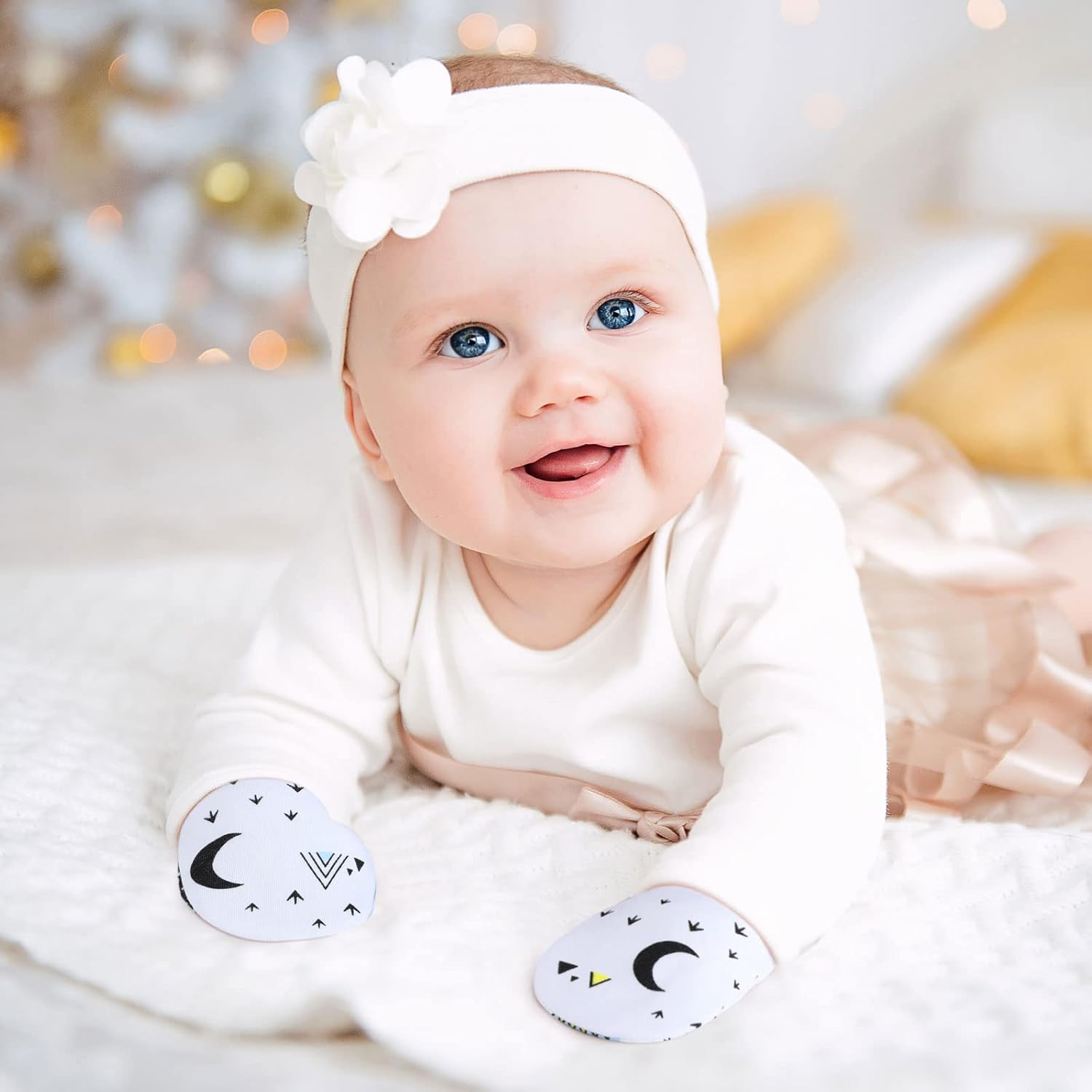 12 Pairs Newborn Baby Mittens Infant Toddler Gloves No Scratch Mittens Gloves for 0-6 Months Baby Boys Girls image number 2