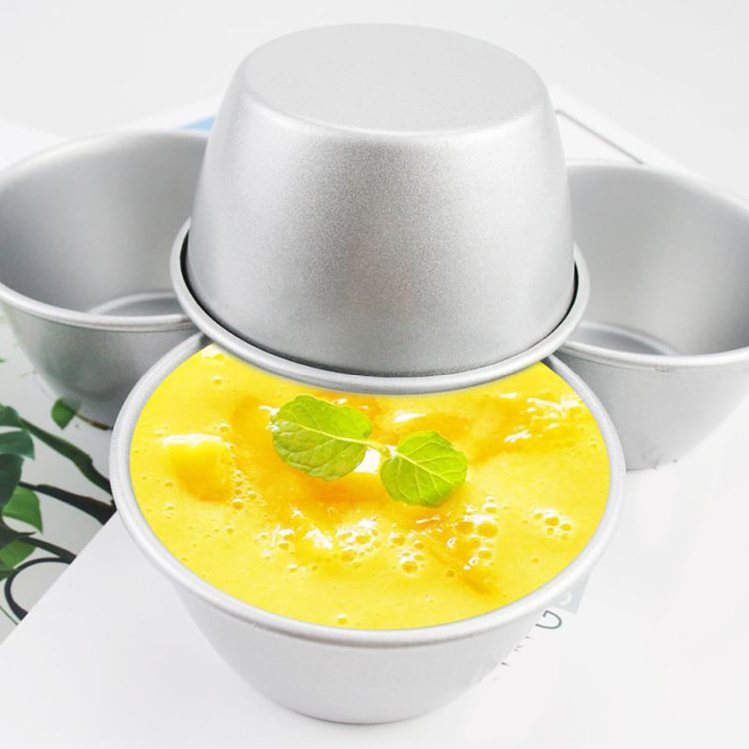 Popover Pans | 5X Muffin Cupcake Pans | round Carbon Steel Bakeware for Egg Tart Popover Flan Souffle Chocoflan Cupcake Dessert image number 3