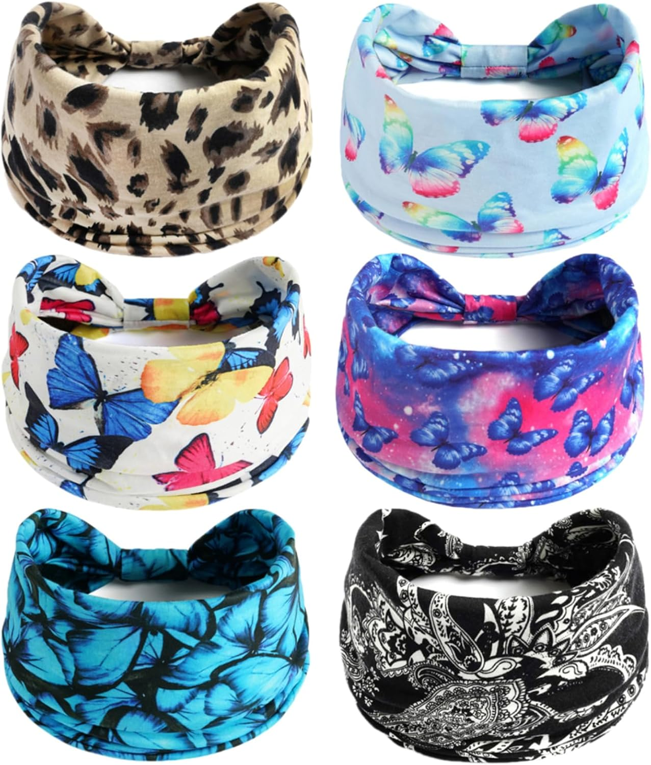 Fashion Headbands for Women Hair Headscarves Hair Band Turban Flower Cotton Headbands Wide Yoga Sports Headband Head Wrap (P6Wbutterleo) - P6Color1 image number 6