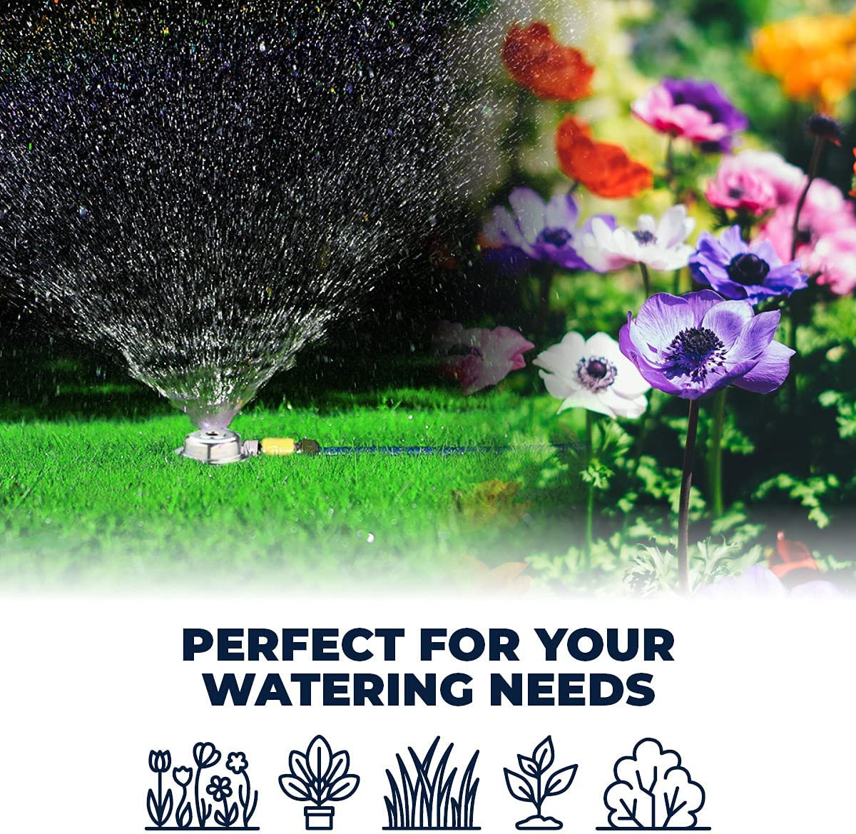 [2PCE] Garden Greens Zinc Alloy Dome Sprinkler with Snap-On Fitting Connector, Efficient Irrigation Made Easy image number 2