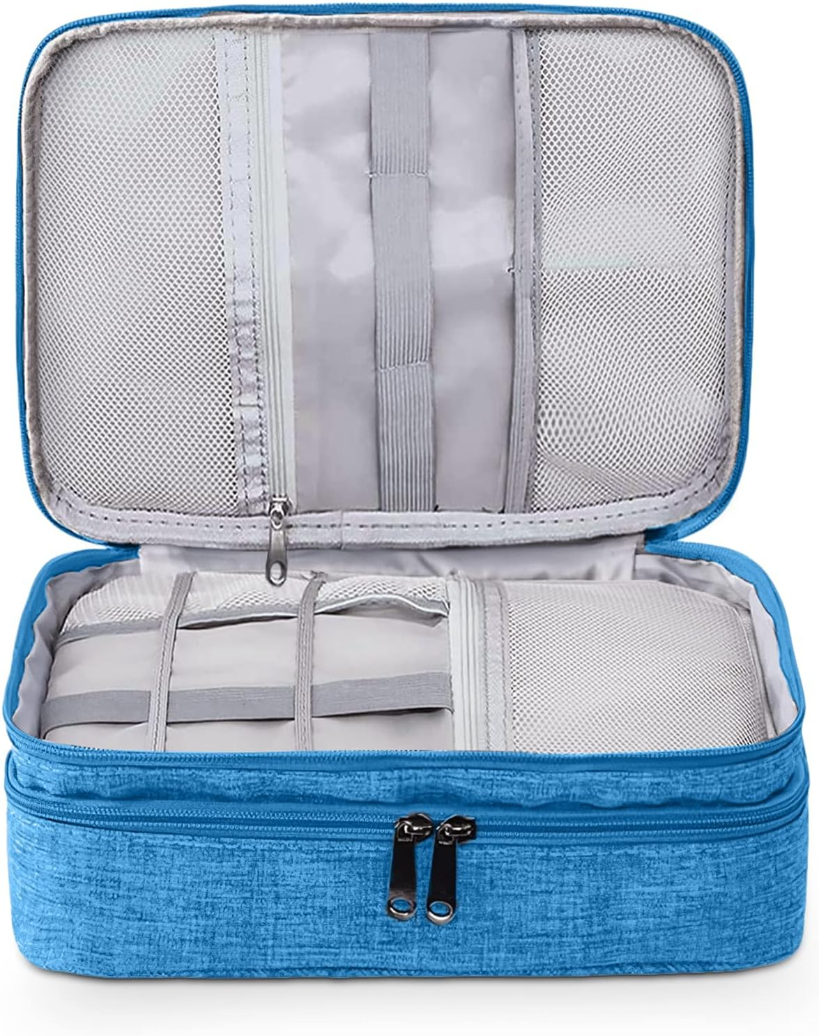 FORRICA Cable Bag Cable Organiser Bag Travel Case Electronic Accessories Bag 2 Layers Multiple Pockets for Mobile Phone Charging Power Bank USB Sticks SD Cards Purple