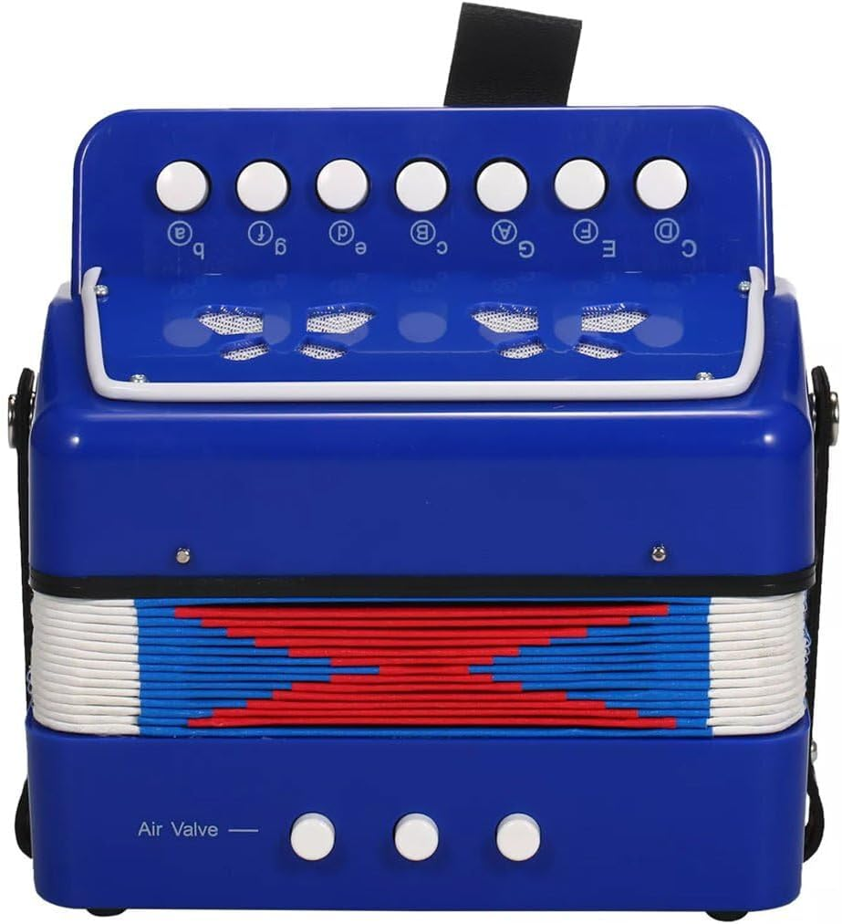 Kids Button Accordion Strap Bass Treble MA217 Blue image number 3
