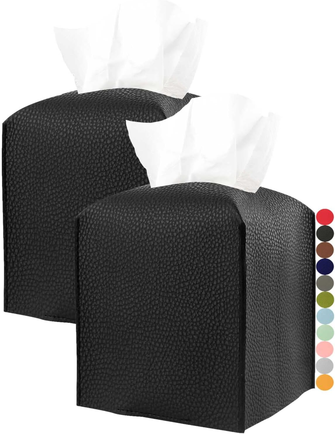 Tissue Holder White Tissue Box Cover &ndash; Square Leather Tissue Cover Box with Bottom Belt by Decorative Tissue Box Holder for Modern Home Office Decor