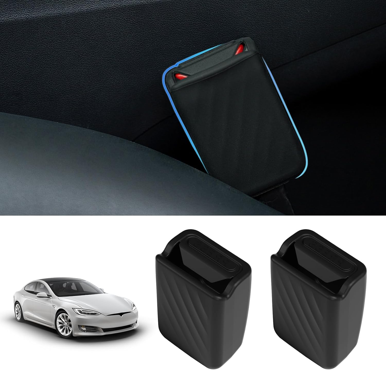 Rislobx Seat Belt Buckle Cover Fit for Tesla Model 3 Model Y, 2PCS Silicone Seatbelt Buckle Holder Seat Belt Lock Button Protector Car Interior Accessories (Black) image number 4