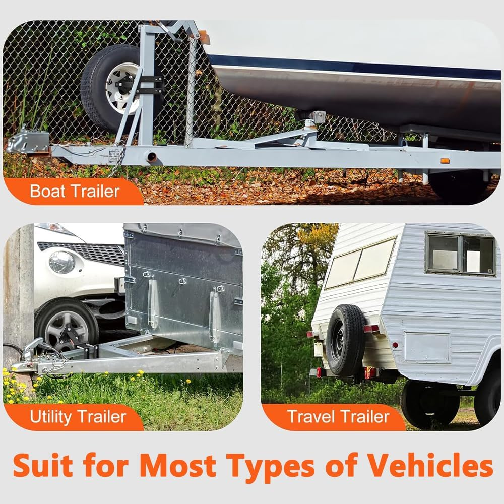 Heavy-Duty Trailer Spare Tire Carrier Mount,Universal Fit 4/5/6/8 Lug Wheels,Up to 160 Lbs Capacity,For Utility Boat RV Trailers,4"-6.5" Bolt Patterns image number 5