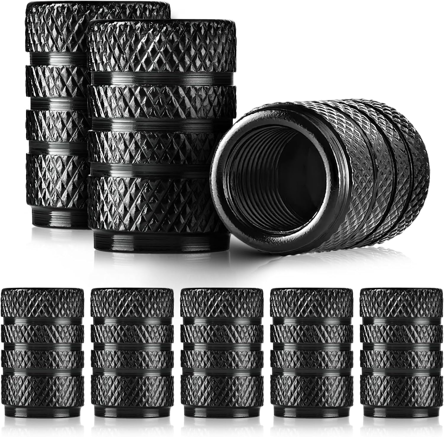 Valve Stem Caps, 8 Pcs Tire Valve Caps, Anodized Aluminum Valve Stem Caps for Cars, Bikes, Trucks, SUVS, Motorcycles (Color：Black) image number 1
