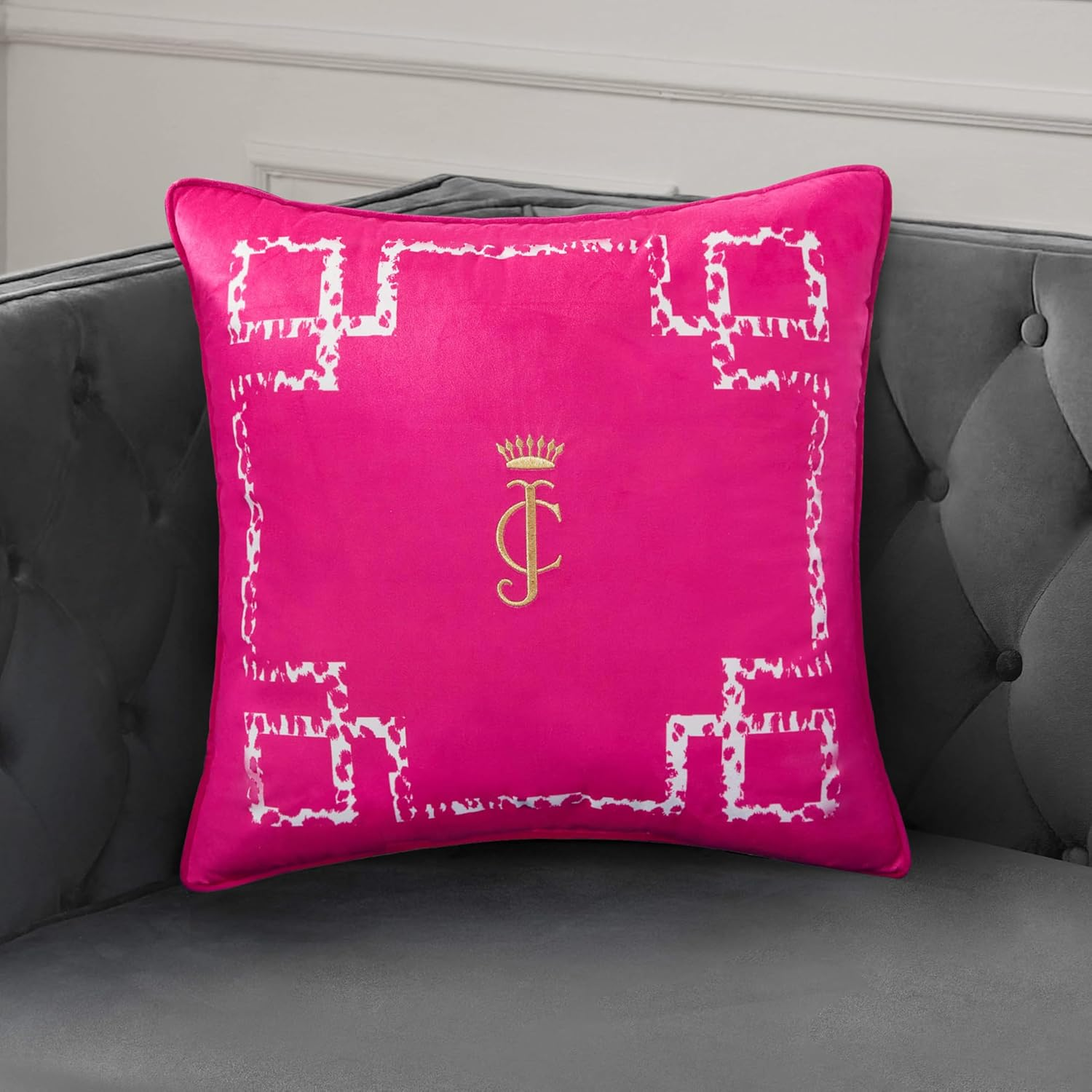 Juicy Couture Decorative Accent Throw-Pillows, 20"X20", Lattice Rose Pink