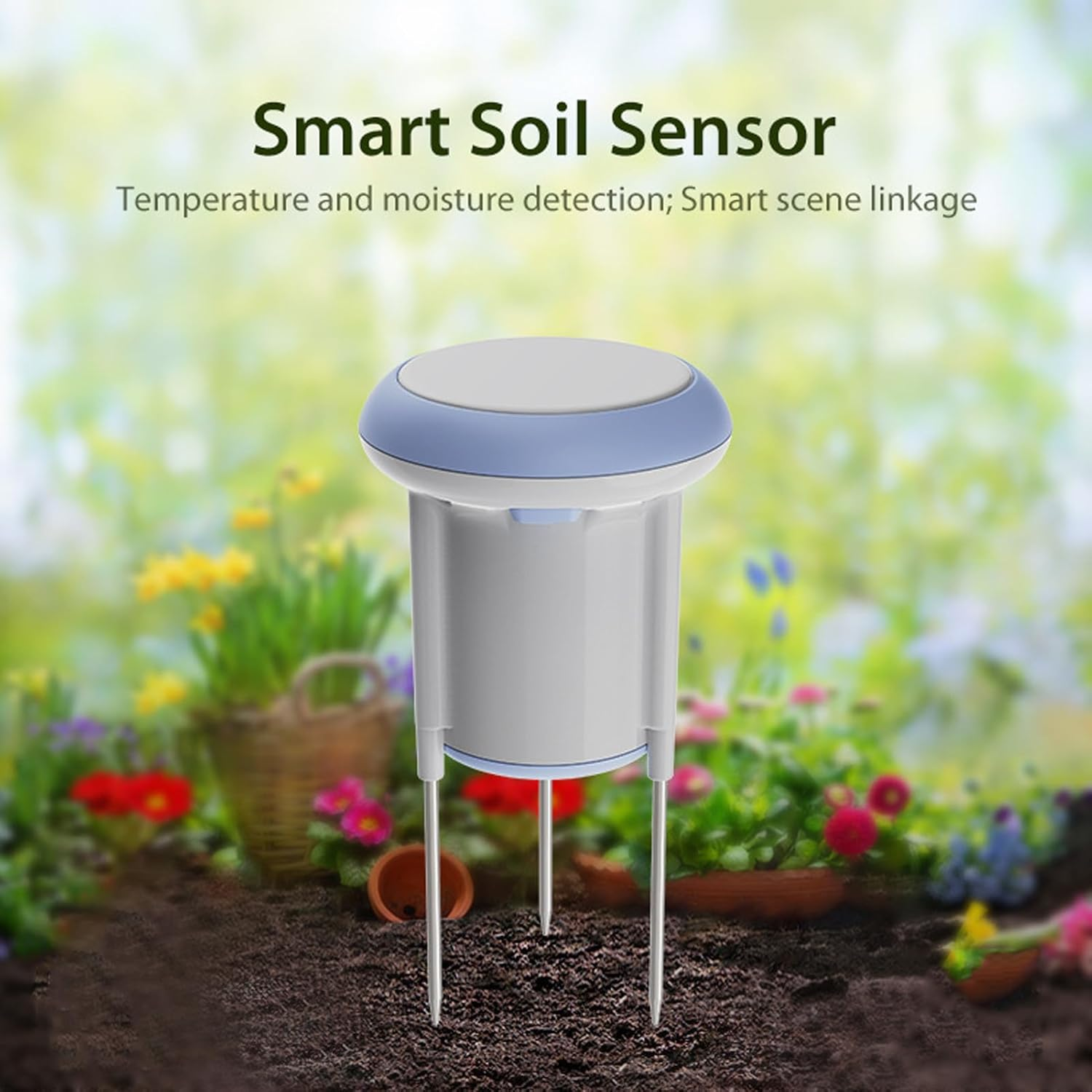 Marhynchus Solar Powered Soil Moisture Temp Sensor Wifi IP65 Waterproof Indoor Outdoor Plant Monitor Compatible with Smart Life Garden Farm Hygrometer image number 2