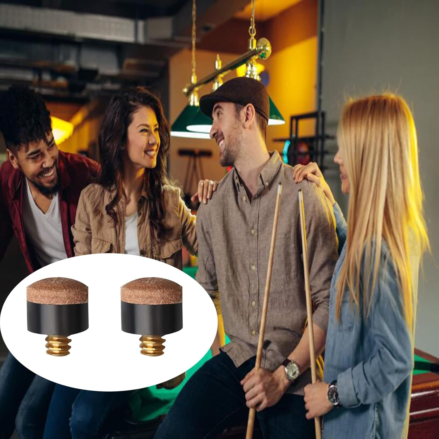 10 Pcs Screw on Tips 10 Mm Replacement Cue Tips for Pool Cues and Snooker， Pool Cue Tips Hard Leather Screw-On Tips for Pool Cues and Snooker(Brown) image number 6