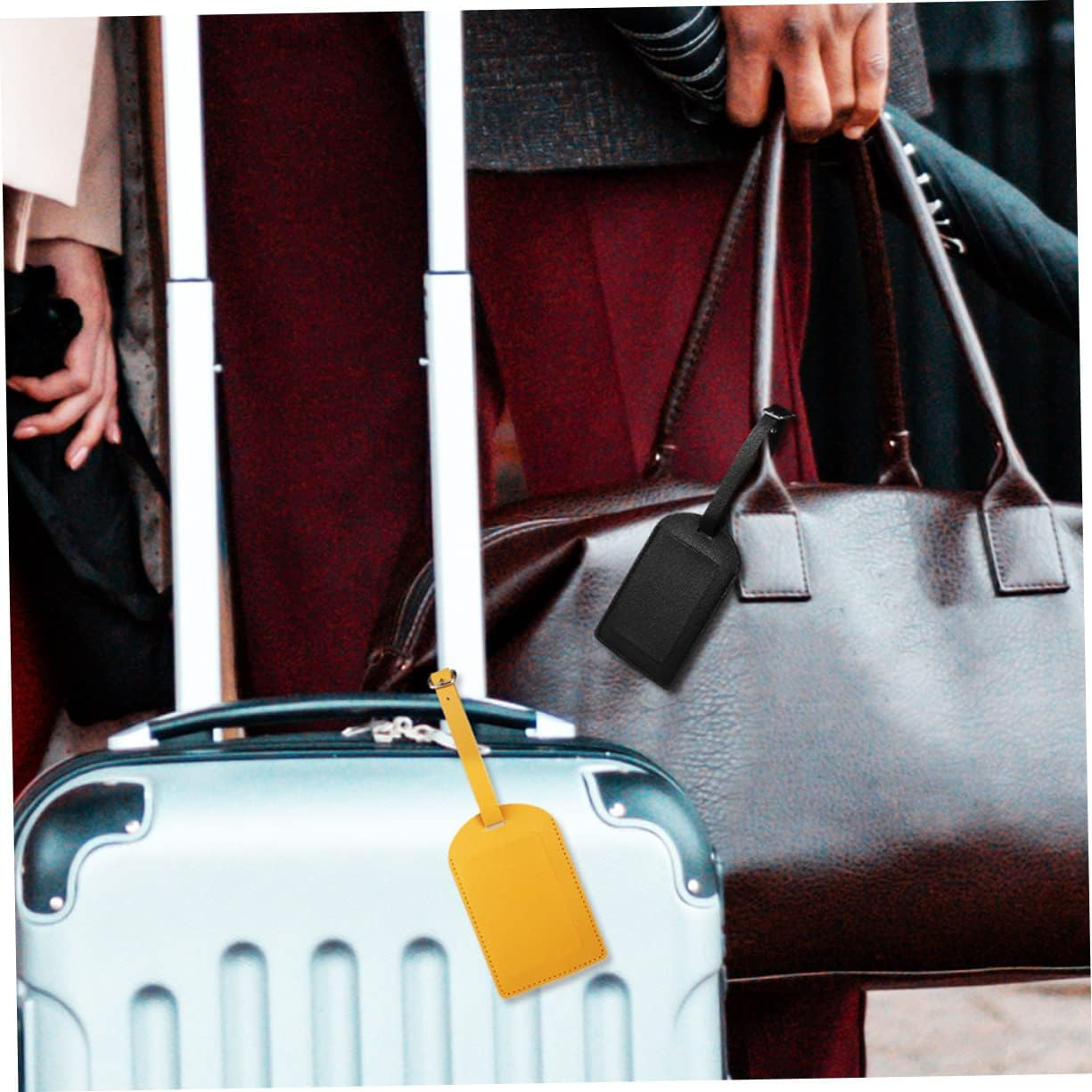 STOBOK 5Pcs Luggage Tags Luggage Identifiers Tags for Travel Durable Pu Leather Suitcase Labels image number 4