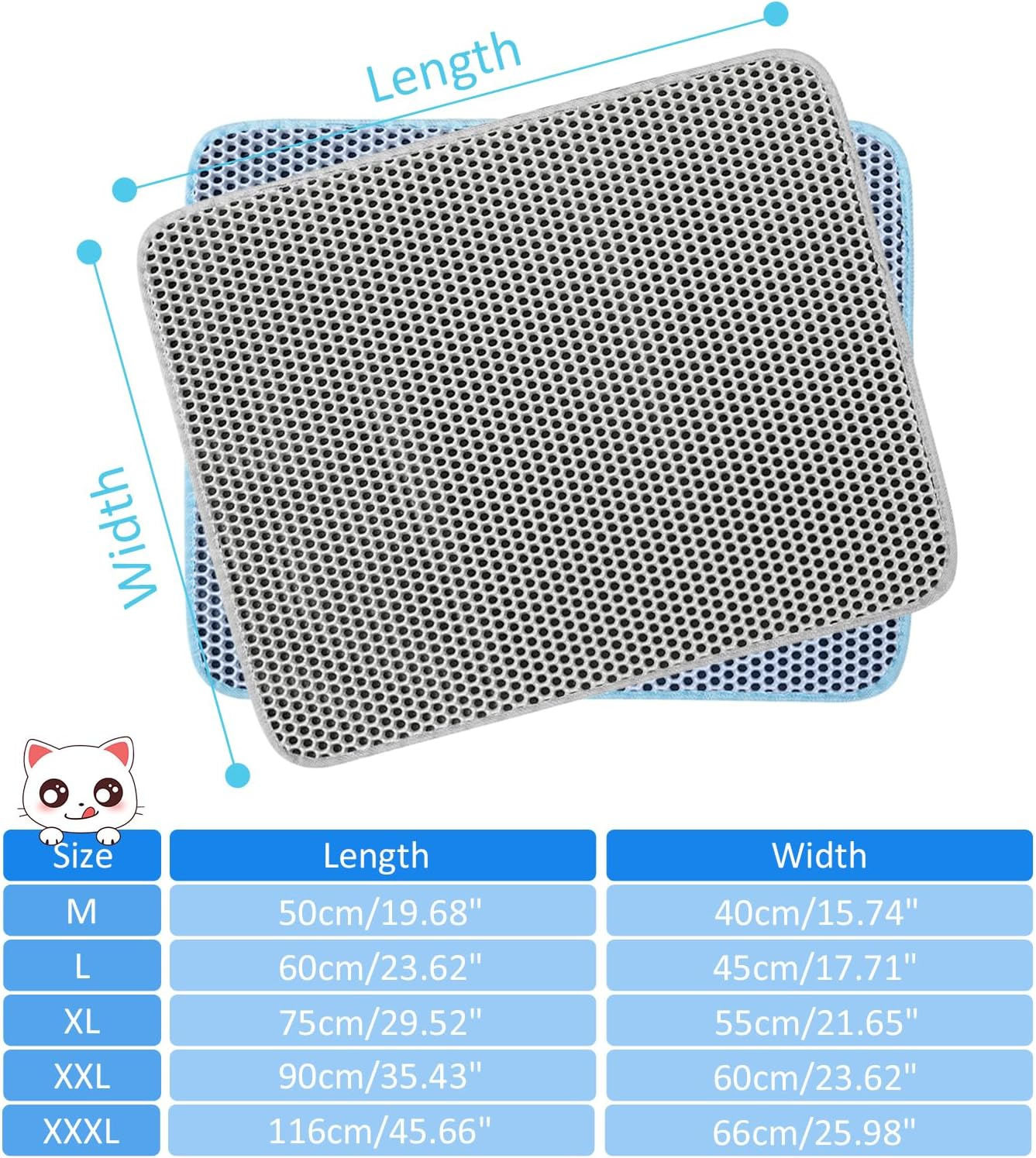 Cat Litter Tray Mat, Large Cat Litter Box Mat, Double Layer Urine, Waterproof, Easy Clean, Non-Slip, Machine Washable, Litter Control, Grey, Large, 24 X 18 Inch image number 2