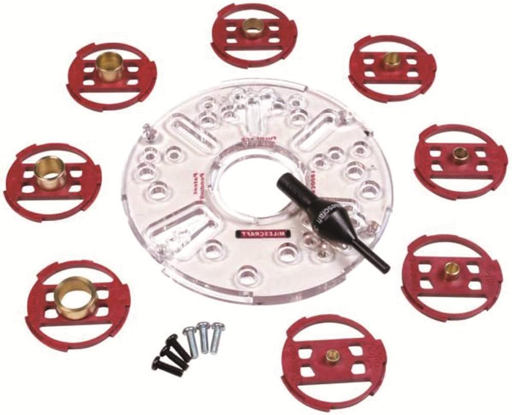 Milescraft 1201 Base Plate/Bushing Set for Routers, Fast Tool-Free Guide Bushing and Router Attachment Exchanges, Fits Most Compact and Full-Size Routers