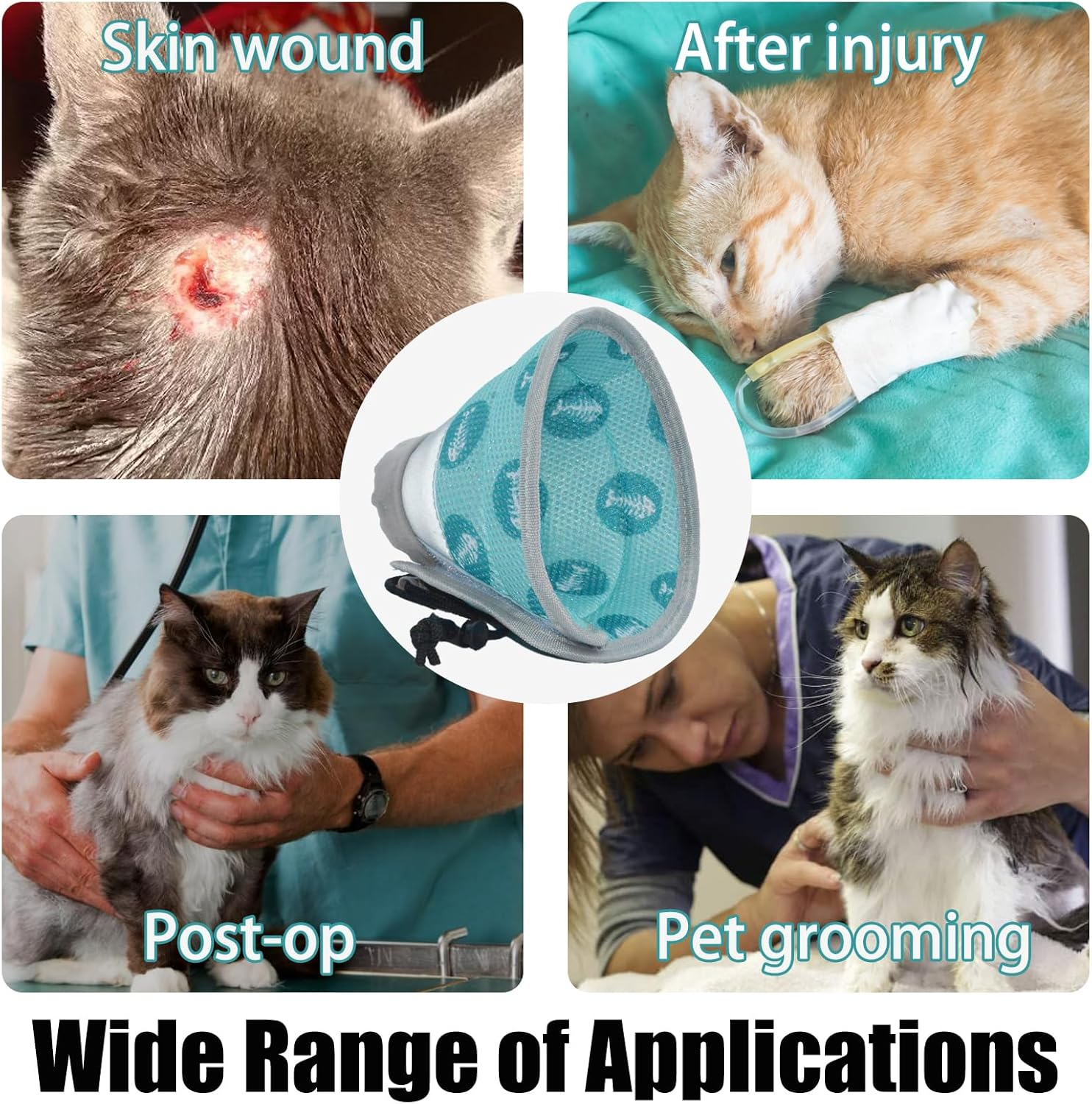 Cat Collar Soft Adjustable Cat Collar Protect Neck after Surgery Stop Licking Medium image number 1