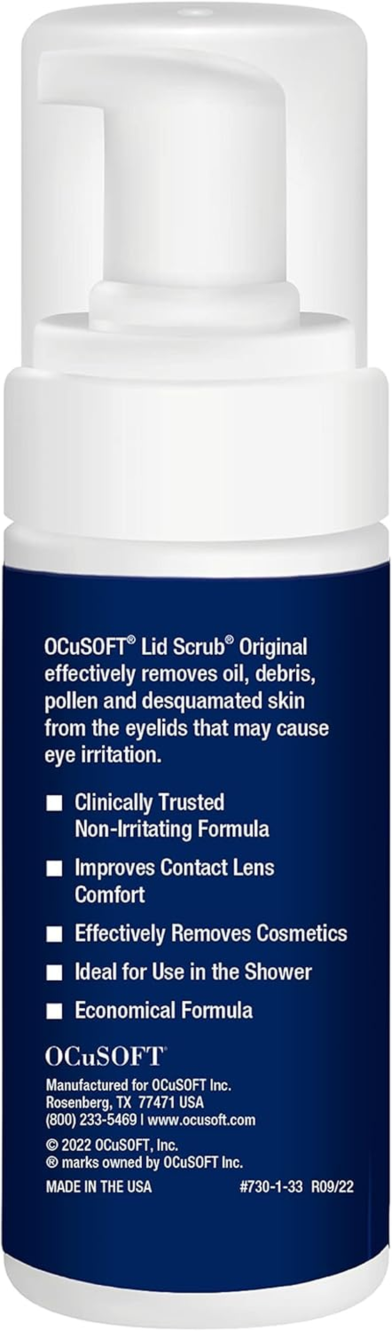 Ocusoft Lid Scrub Foaming Eyelid Cleanser, 7.25 Fluid Ounce