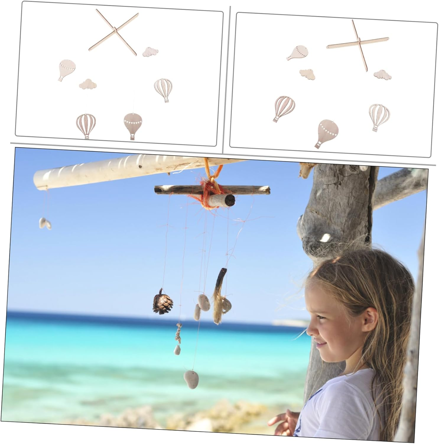 2Pcs Hot Air Balloon Wind Chimes Boys and Girls Decor Photo Prop Mobiles image number 3