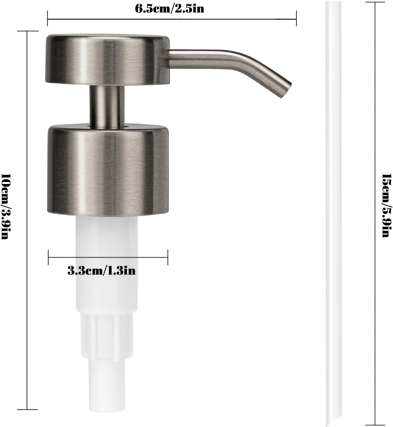 UHEY HOME Soap Dispenser Pump Replacement 304 Stainless Steel for Regular Mouth Bottle for Standard 28/400 Thread Size Kitchen Bathroom Lotion Refill Flat Top Dispenser Pumps 2 Pack(Brushed Nickel) - Brushed Nickel image number 2