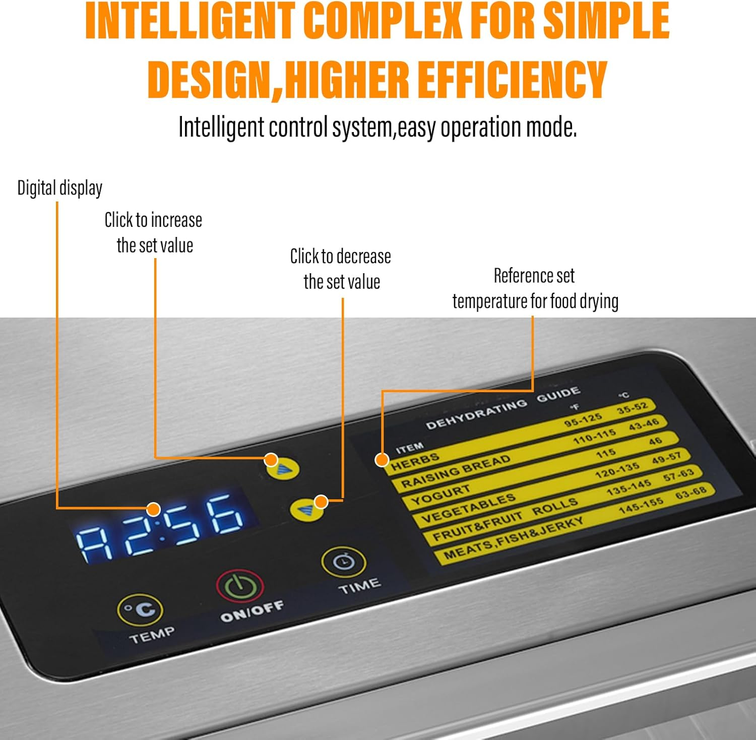 Xoxomeg Commercial Food Dehydrator,12 Trays Stainless Steel Dry Fruit Machine,20-90&deg; Temperature Control,24 Hours Timer,Dual Fan Design,For Herb, Meat, Fruit and Vegetables image number 6