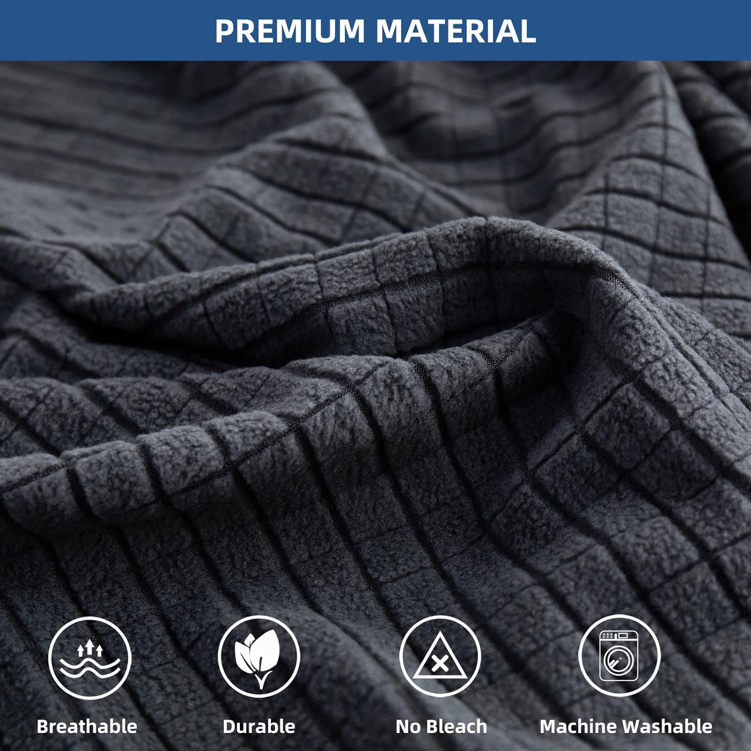 Eismodra Sectional Couch Covers Chaise Cushion Cover for Sofa L Shape Chaise Lounge Magic Stretch 3 Cushion Couch Slipcover for Dogs L Shaped Replacement Protector,Dark Gray X-Large(Only 1 Piece)