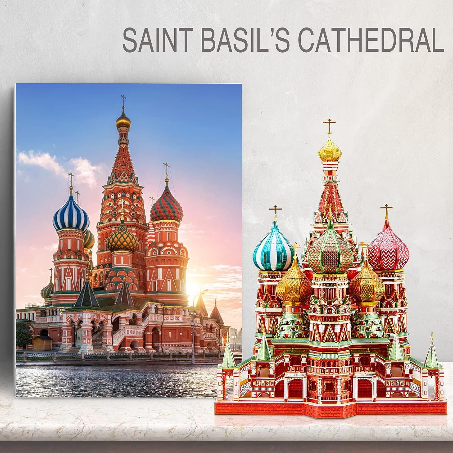 Piececool 3D Metal Puzzle Model Kits Saint Basil&rsquo;S Cathedral Metal Building Kit for Adults, Brain Teaser DIY Metal Model Kits for Teens Man Woman Family-711 Pcs image number 4