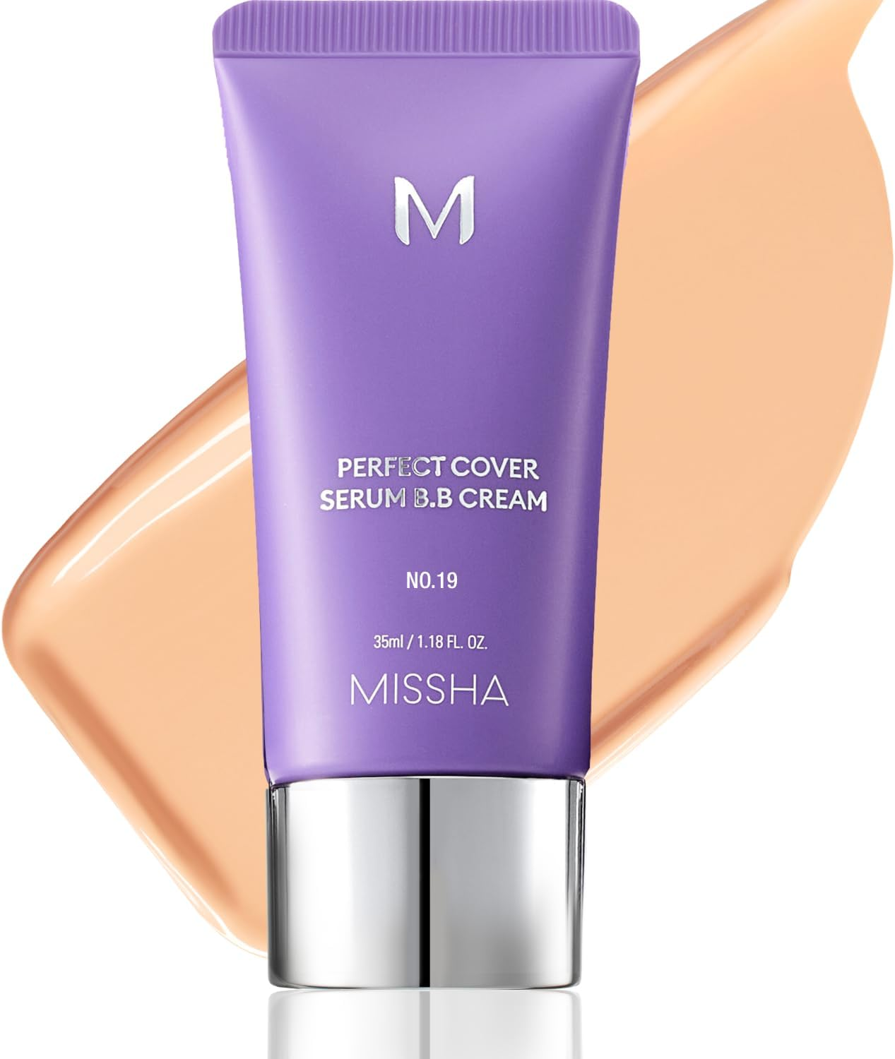 MISSHA M PERFECT COVER SERUM BB CREAM No.19 Ivory - Fair/Light with Warm Undertone, BB Cream by Cardi B Pick, Skin Tint, Tinted Moisturizer, Skin Care Foundation Makeup, Korean Makeup,1.18 Fl Oz