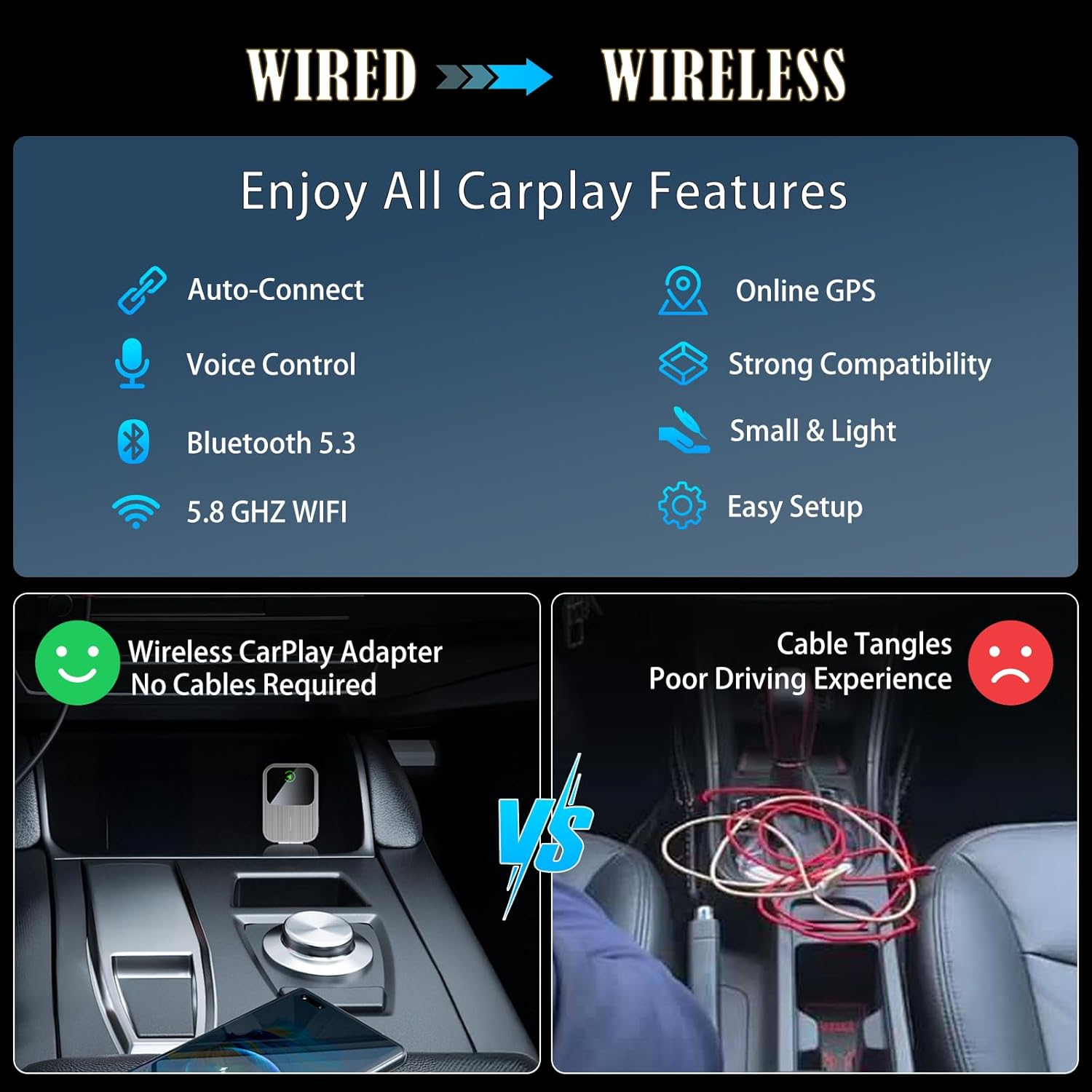 Wireless Carplay Adapter - Convert Wired to Wireless Carplay, Plug & Play Auto Connect for Iphone, Compact Mini Size with Reset Button for Cars from 2016 & for Apple Iphone Ios 12+ - Grey image number 5