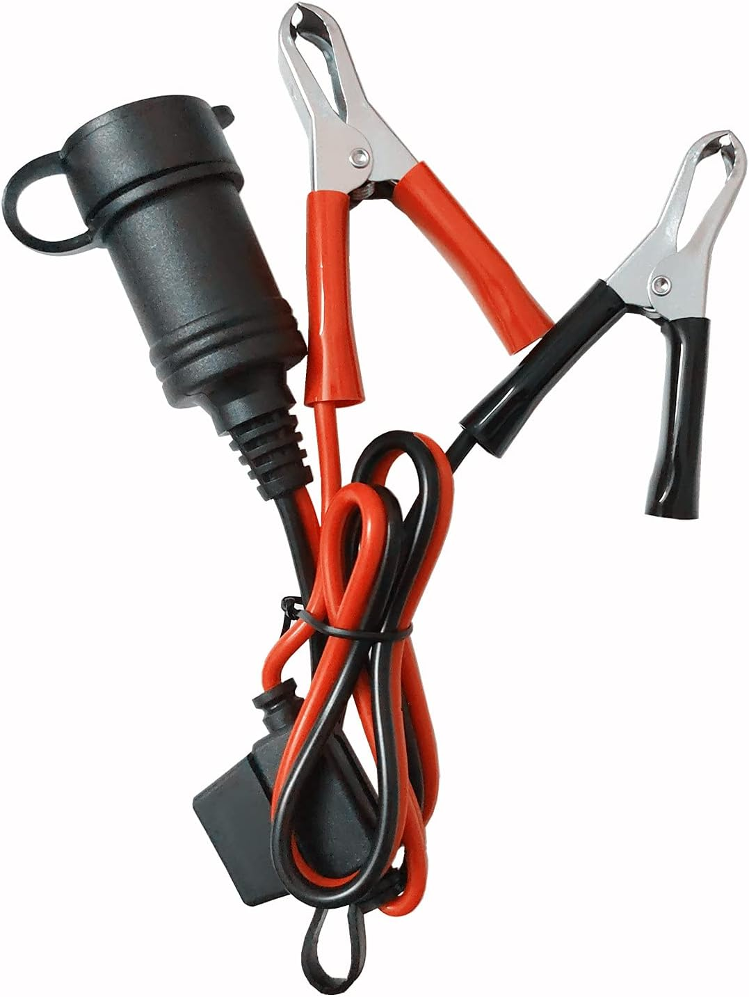Cigarette Lighter Socket Battery Alligator Clamp - 2Ft Battery Clips to Female Car Cigarette Lighter Socket Adapter Extension Cord 12V-24V Battery Clip-On Extension Cable with 15A Fuse (1) image number 5