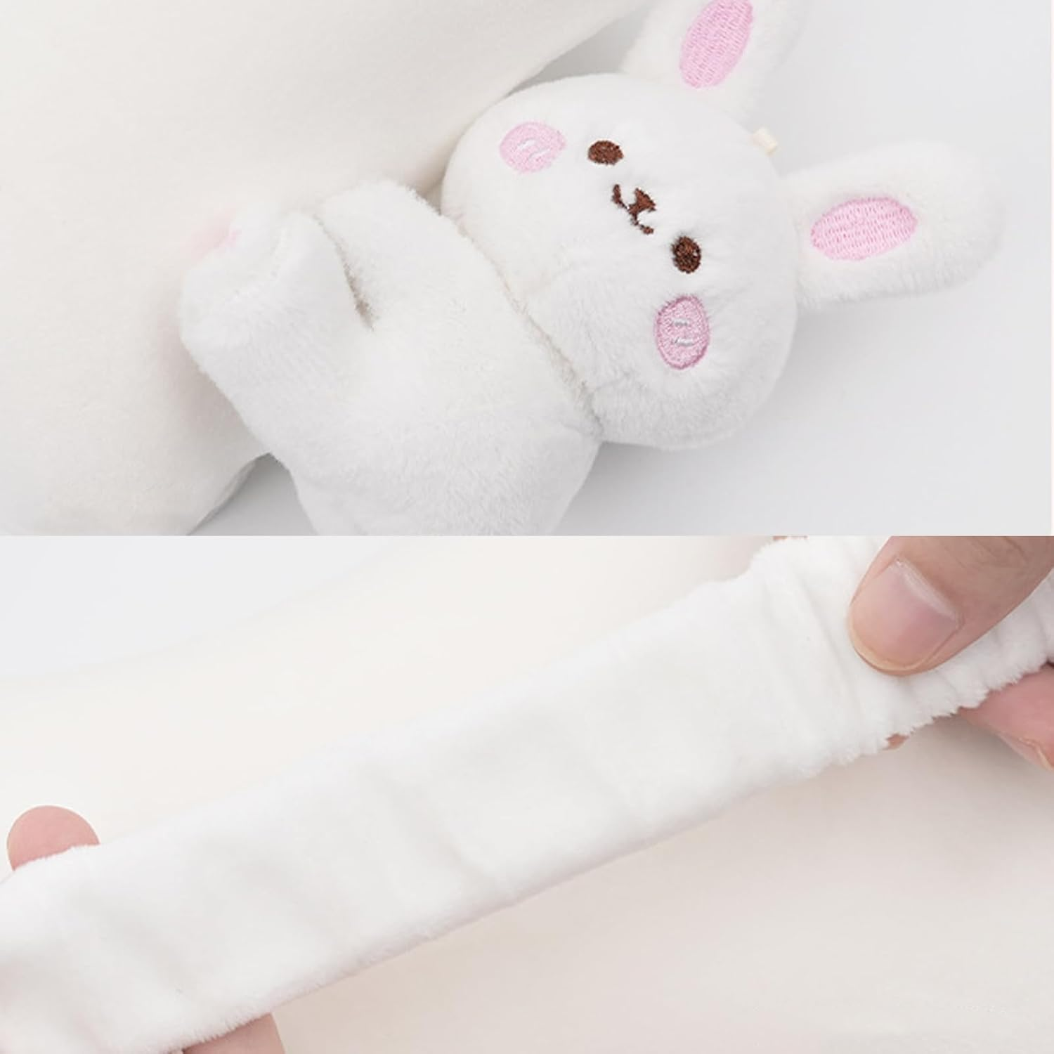 Car Headrest Pillow 2PCS Plush Bear ＆ Bunny Car Seat Headrest Pillow - Memory Foam Neck Support Cushions for Comfortable Driving, Easy Install & Washable (Bear+Rabbit)