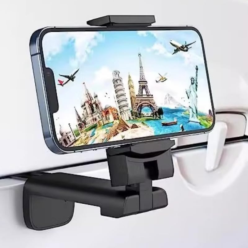 Phone Holder, 360&deg; Rotation Travel Mount Clip, Portable Foldable Airplane Essentials Phone Holder for Tray Table, Travel Airplane Essentials for Women and Men and Toddlers image number 4