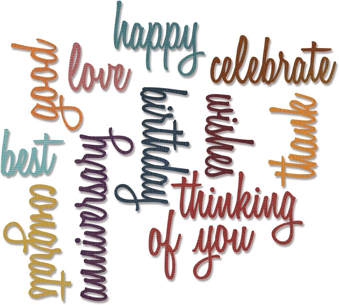 Sizzix SIZ660223 Tholtz Thinlits Die Celebration Words Scrpt Tholtz Thinlits Die
