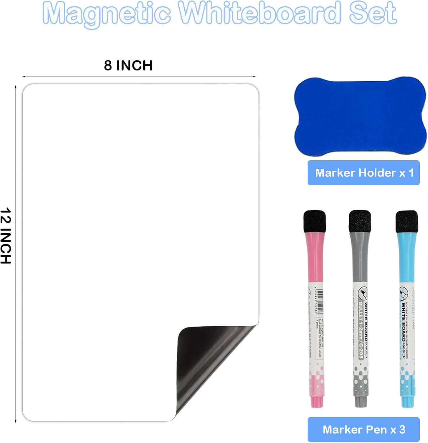 Magnetic Whiteboard for Fridge,Reusable Dry Erase Board Self Adhesive for Office,School,Home,12X8 Inch,White image number 3