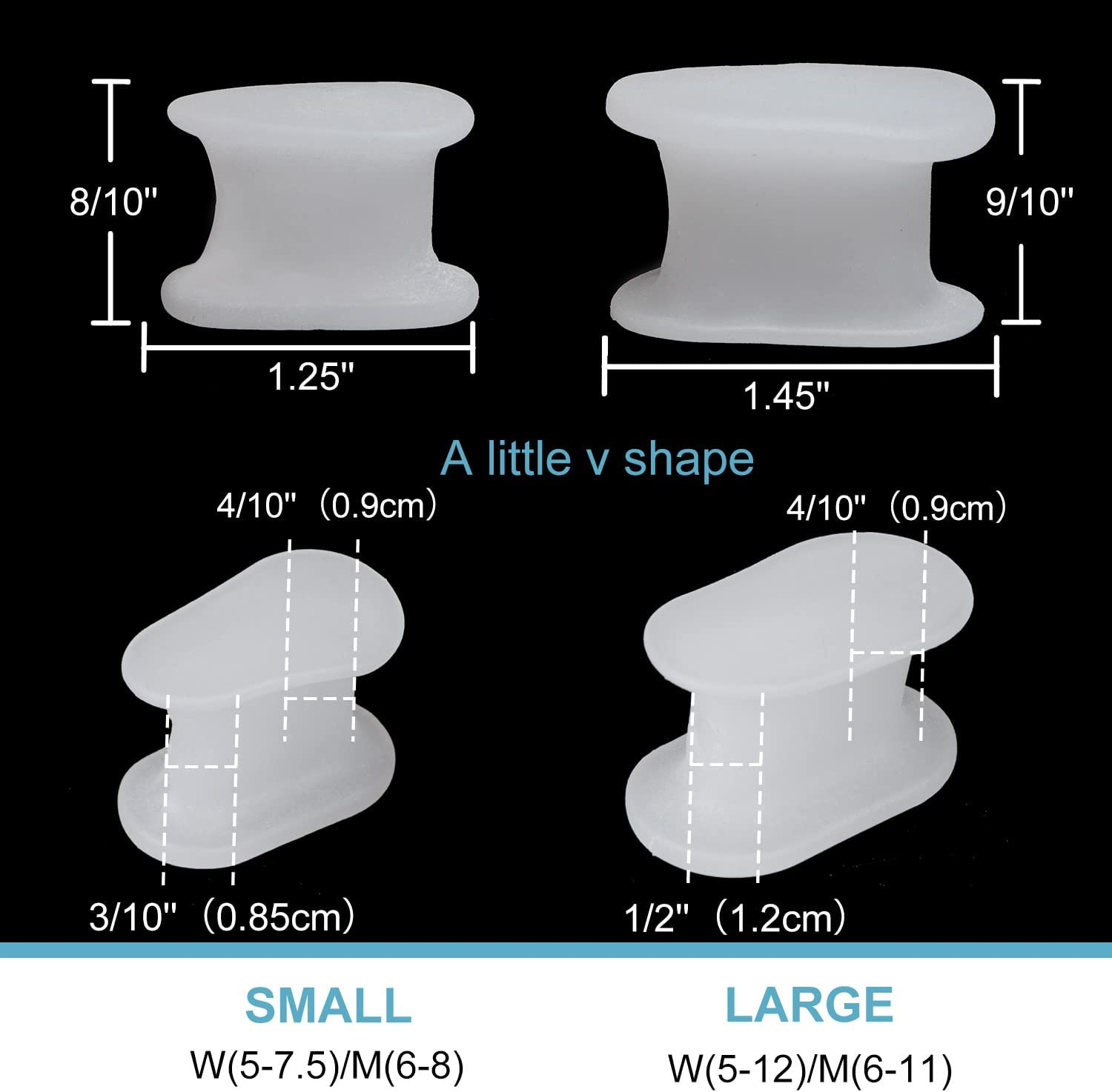 Povihome 10 Pack Toe Spacers Separators, Bunion Corrector Gel Orthotics (Updated Soft Version) for Bunion, Overlapping Toes - L Size image number 4