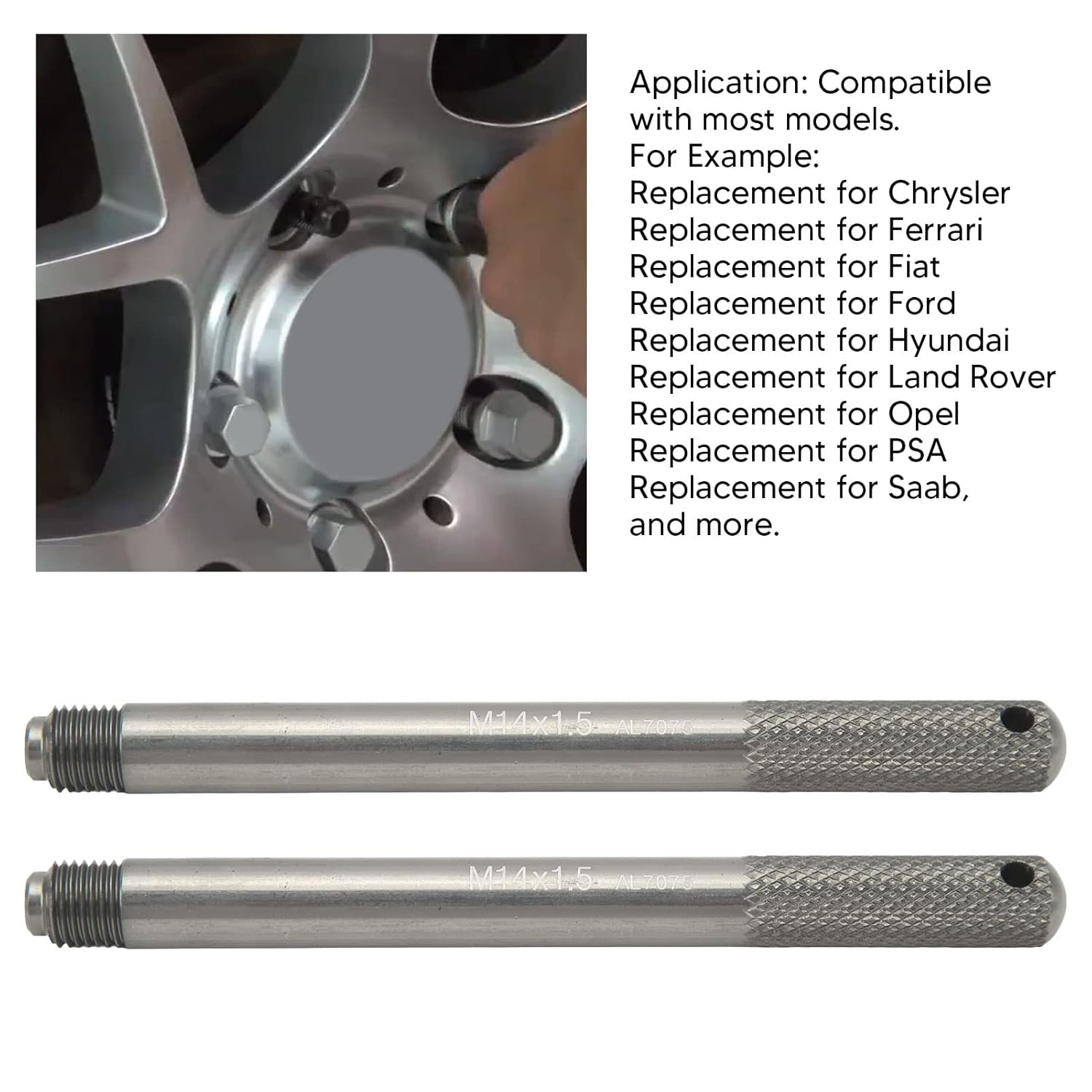 Wheel Alignment Pin Guide Tool Set, M14X1.5 Aluminium Alloy, 2 Pieces, Universal Car Tyre Installation Tool for Wheel Repair image number 6