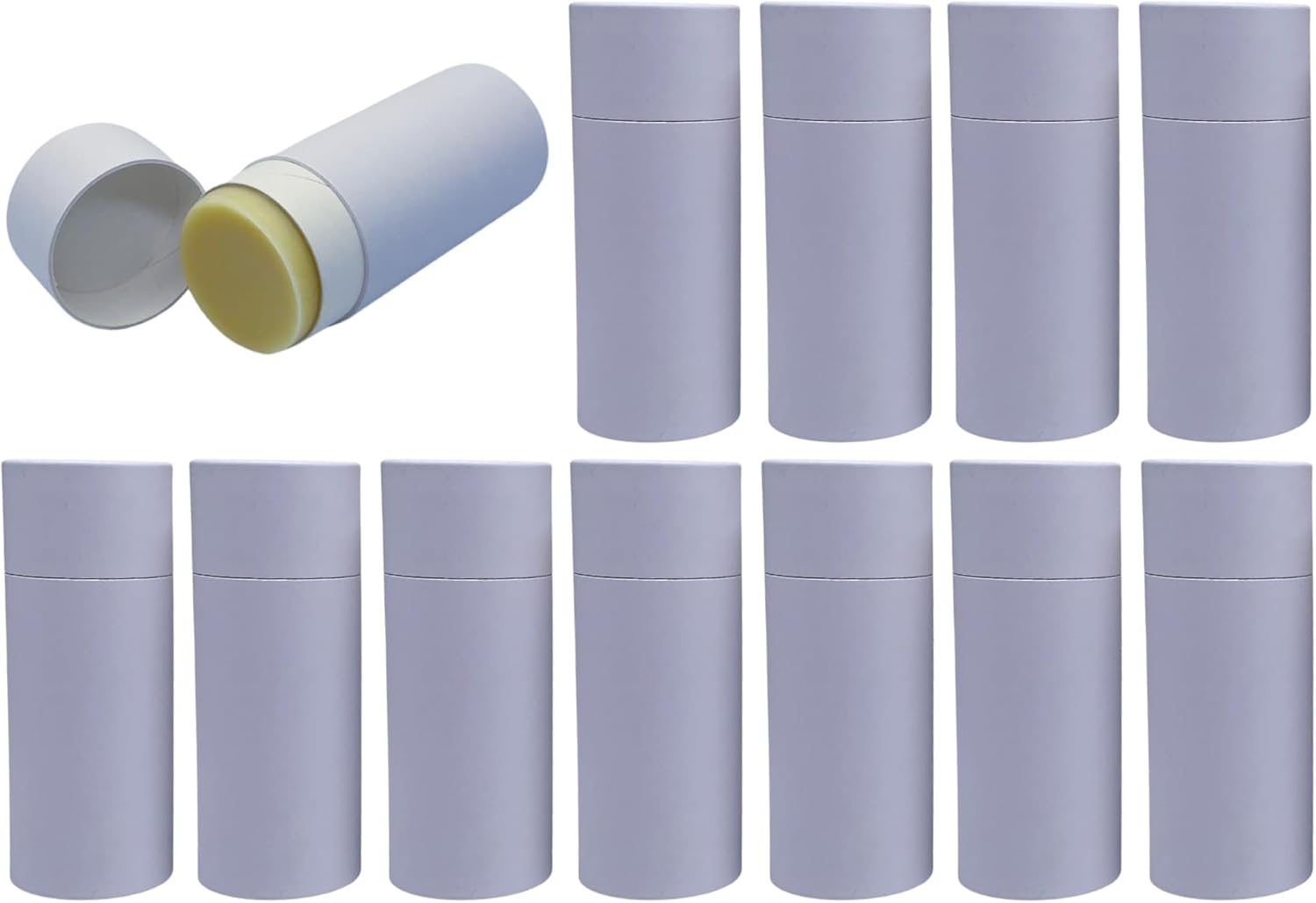 Greenway 2.5Oz / 70G Kraft Paperboard Deodorant Tubes with Lids - 25 Pack Solid Perfume Refillable DIY Cosmetic Containers - Deodorant Containers Lotion Tubes Empty Holder Kraft - White