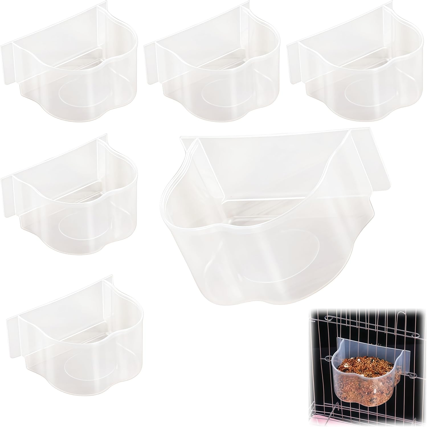 Aknebriax 6 Pcs Parrot Cage Replacement Food and Water Cup,Bird Feeding Dish,Parrot Feeding Bowls,Bird Feeder Pigeon Feeding Cups, Easy to Clean and Practical Feeding Pet Supplies for Small Bird image number 2