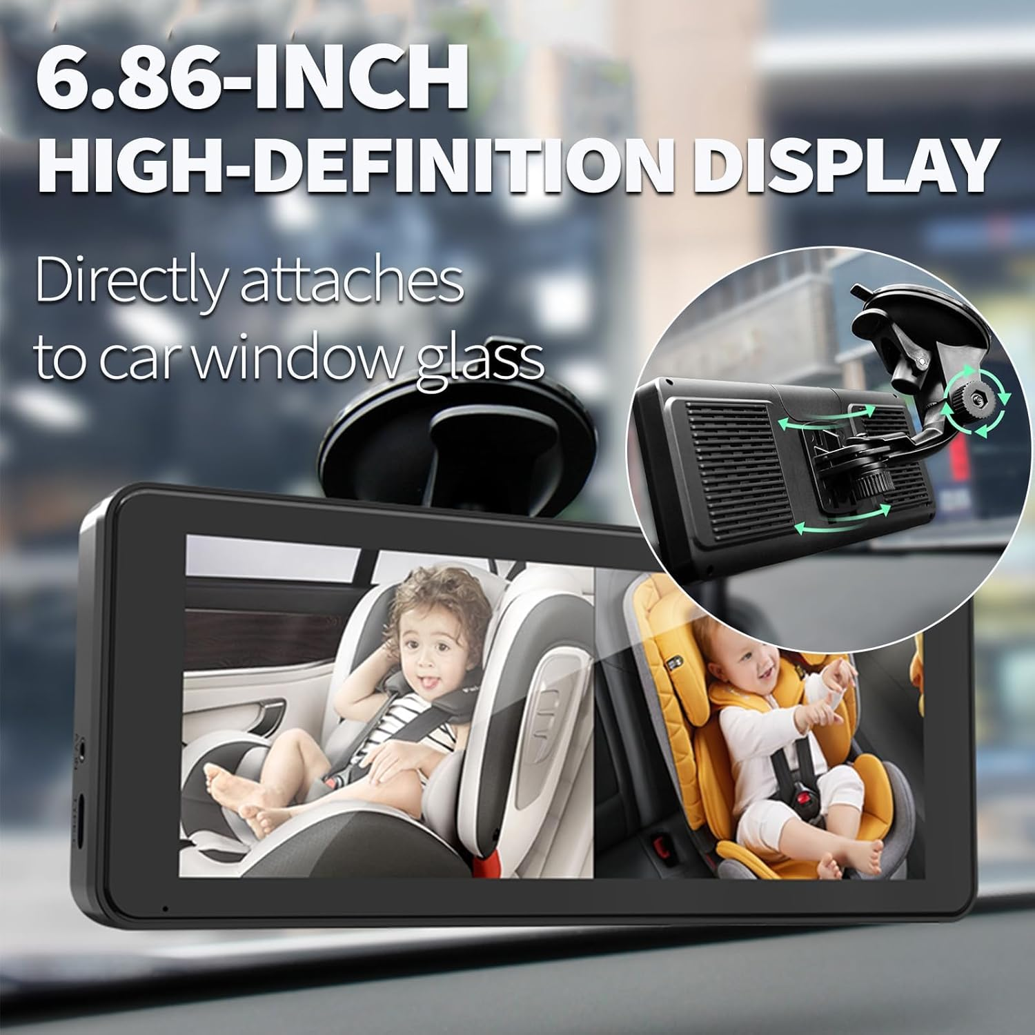 Baby Car Camera Dual Channel 7 Inch Display - 2 IR Night Vision 080P Clear Car Baby Camera, Backseat Camera for Kids Infants, USB Powered image number 4